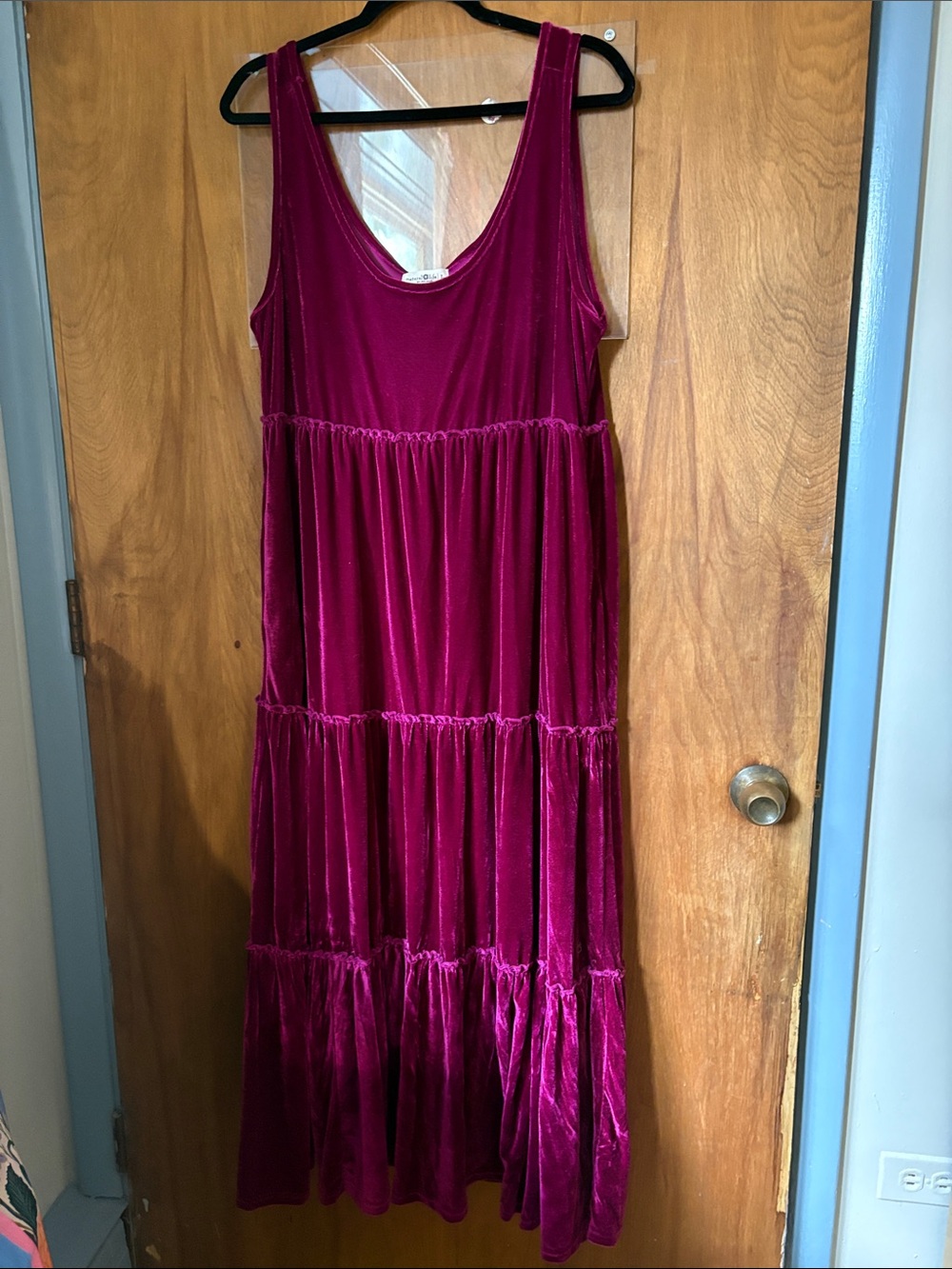 Natural Life Purple Velvet Tiered Maxi Dress